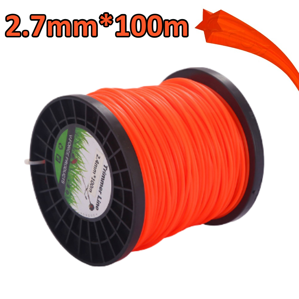 2.7mmx100m Pentagram Trimmer Head String Nylon Mowing Trimmer Line For Grass Trimmer Roll Grass Rope Line Lawn Mower Accessories