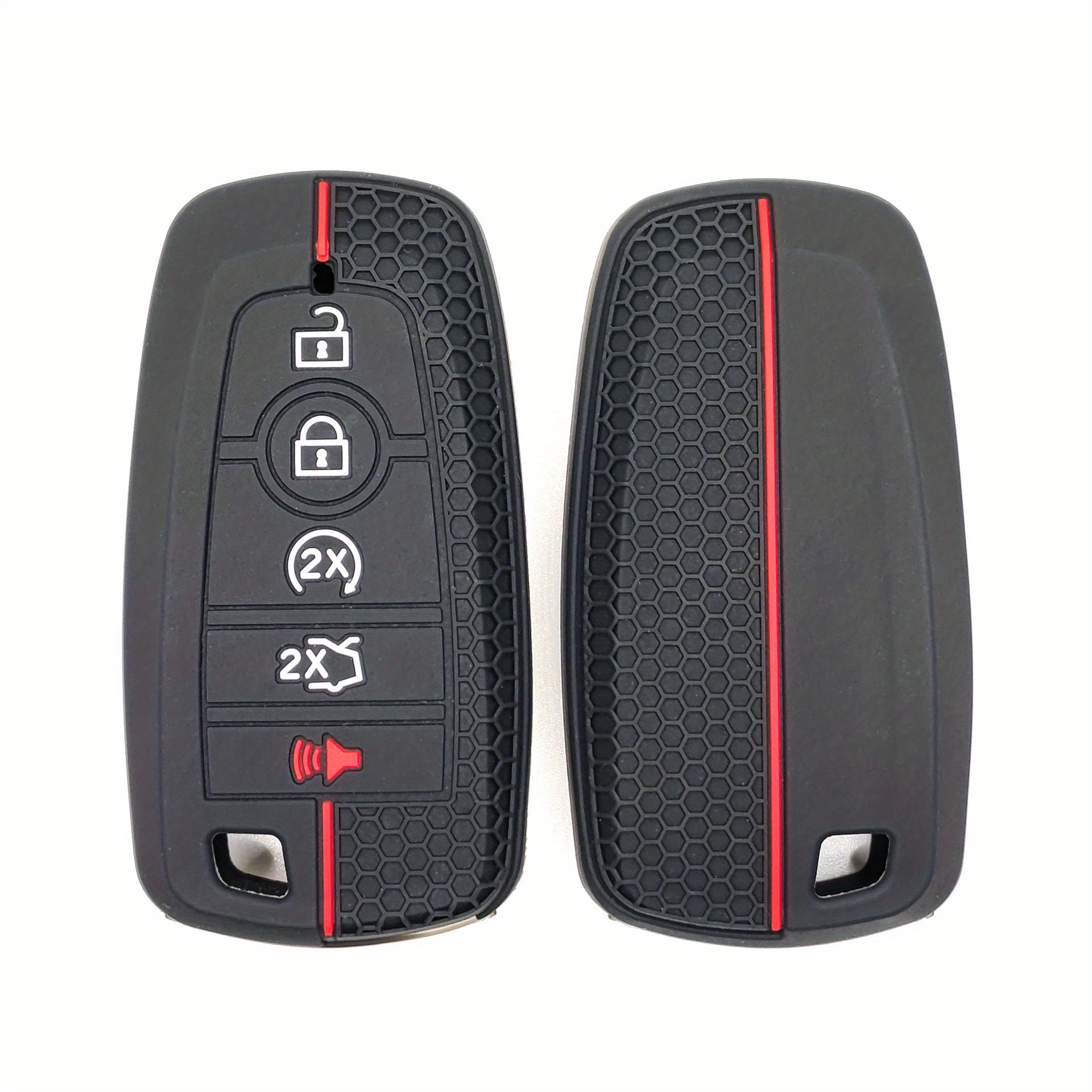 TEMU Coque de clé en silicone pour véhicules Ford, y Explorer, Mustang, Fusion, Escape et divers camions de la série F, avec 5 boutons