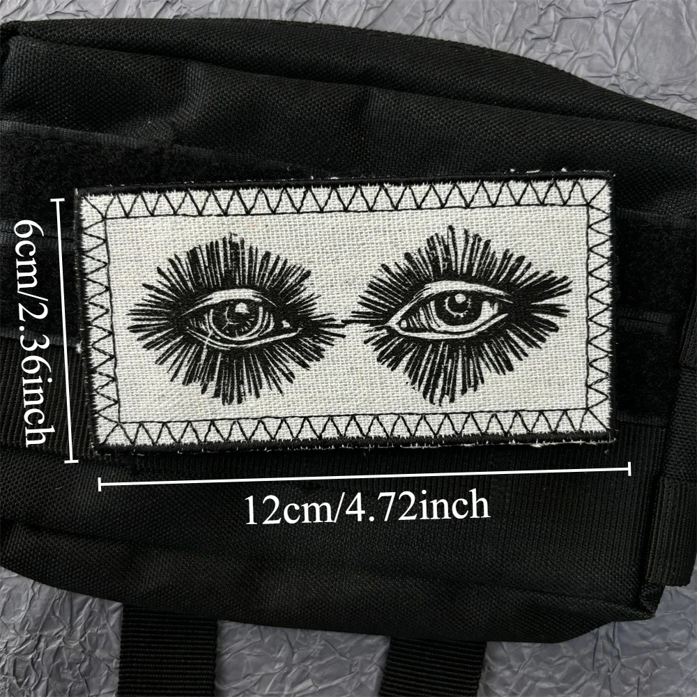 Embroidered Eyes Patch On Clothes Tactical Equipment Morale Badge Hook And Loop Patches Backpack Emblem