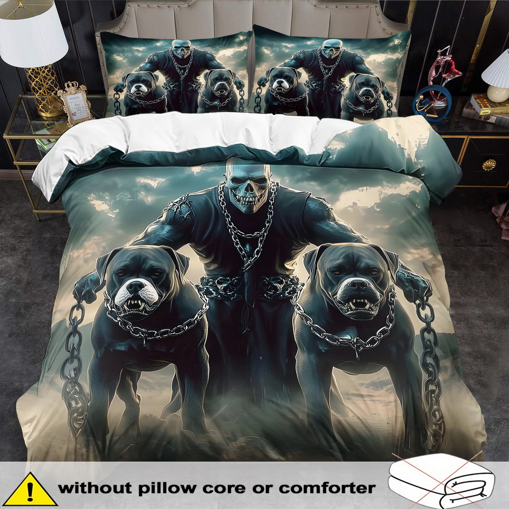 TEMU Themed Duvet Cover Set - 2/3pcs, Soft, Comfortable, And Breathable, Gothic Pattern Printed Bedding, Fantasy Animal Print Duvet Cover Set, 100%