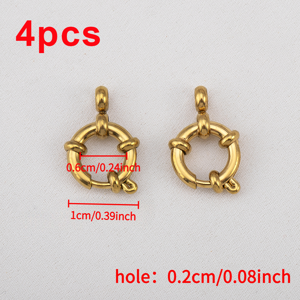 TEMU 4pcs Stainless Steel Sailor Buckles, 304 Stainless Steel Ring Sling Shot Jewelry Additions, Necklace Bracelet, 18k Golden Plated Vacuum Plating