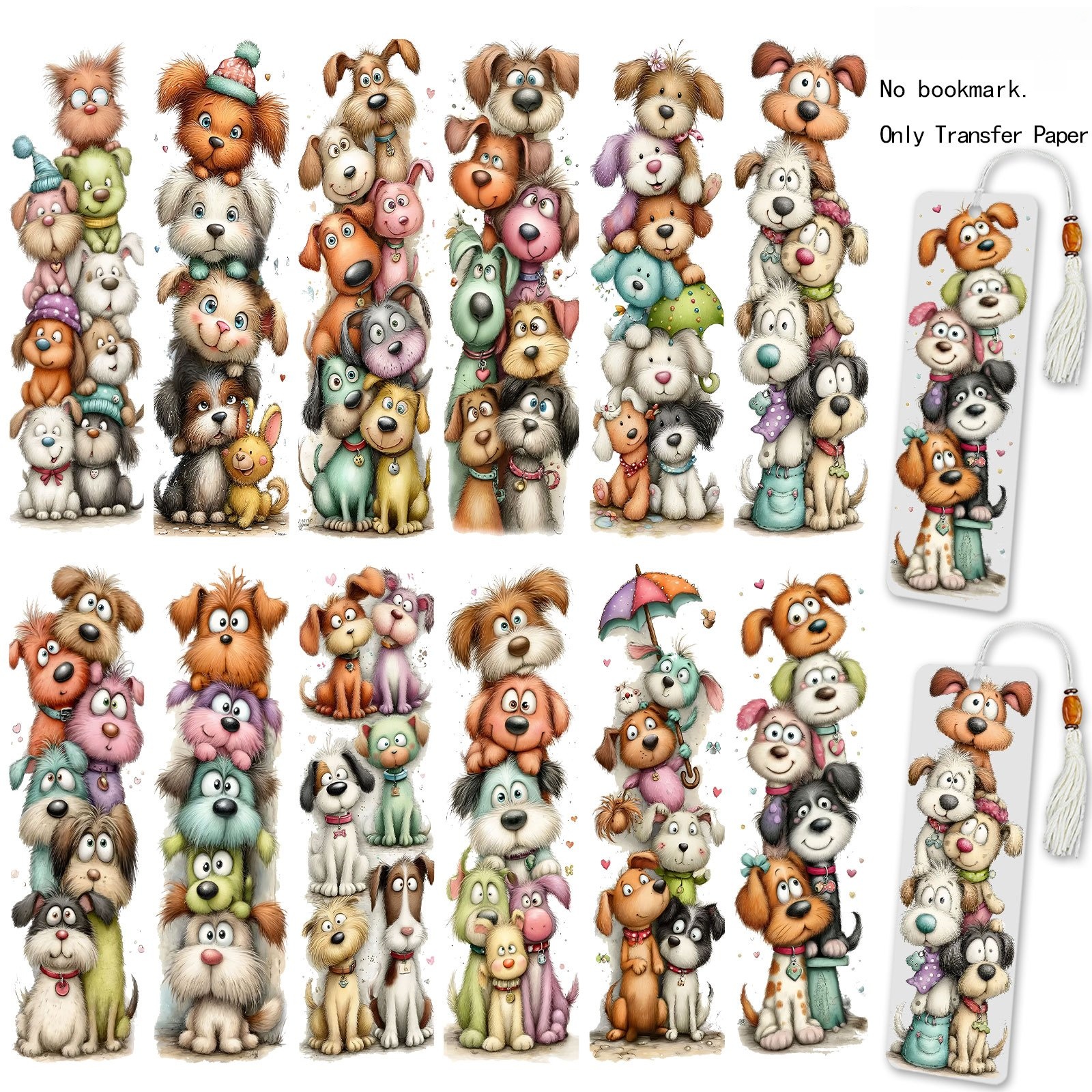 TEMU 24pcs Dog Uv Dtf Transfer, Uv Dtf, Suitable For Bookmarks And Book Lovers, Enthusiast Gift ( , Other Items Not Included)