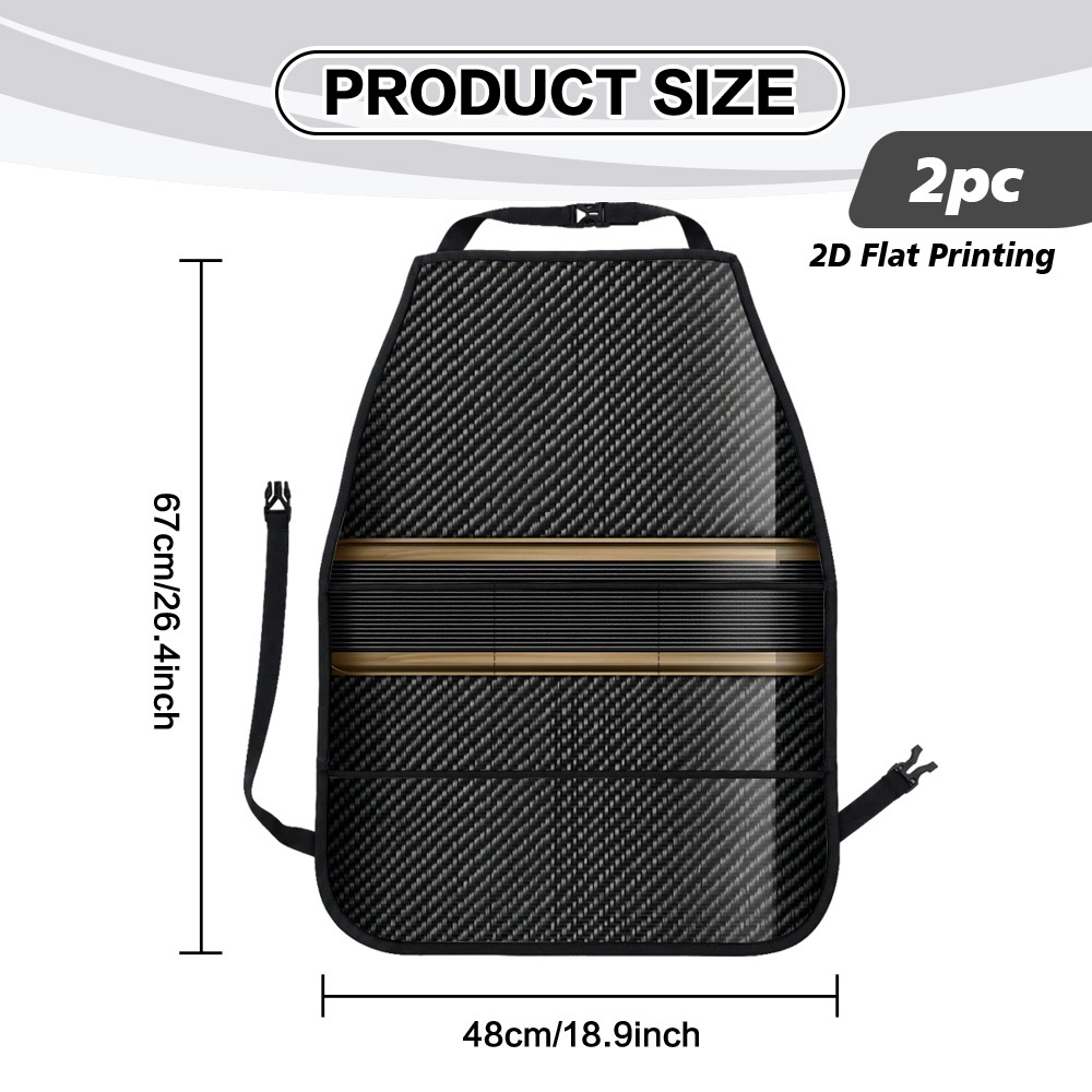 TEMU 2d Flat, 2pcs Car Seat Back Organizer Bag, Black Diagonal Horizontal Band Graphic, Universal Fit For Most Vehicles, Convenient Car Interior