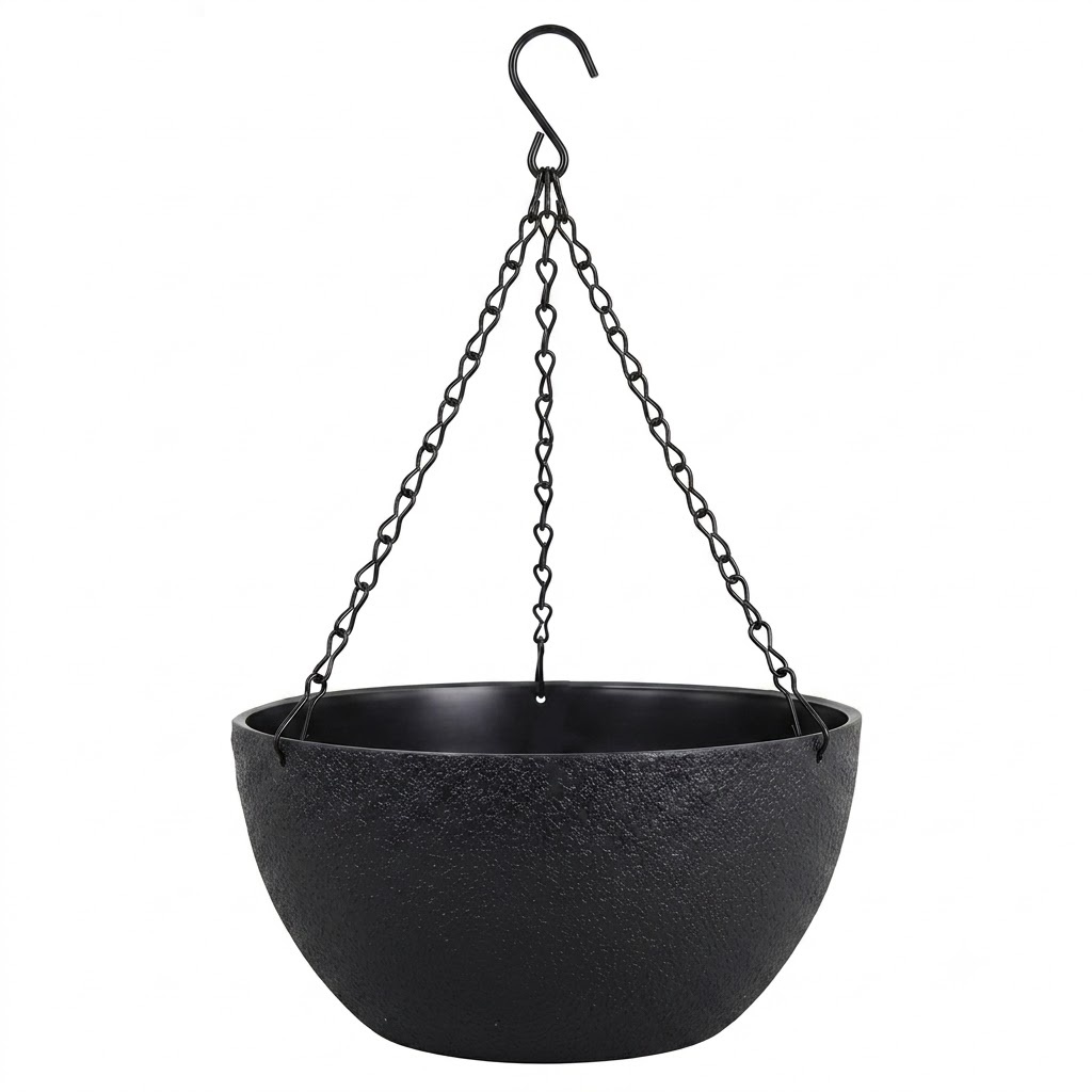 TEMU Hanging Planter Basket With Chains And S-hook, Weather Resistant Resin Hanging Flower Pots For Indoor Outdoor Plants, Plants, Succulents, Ivy,