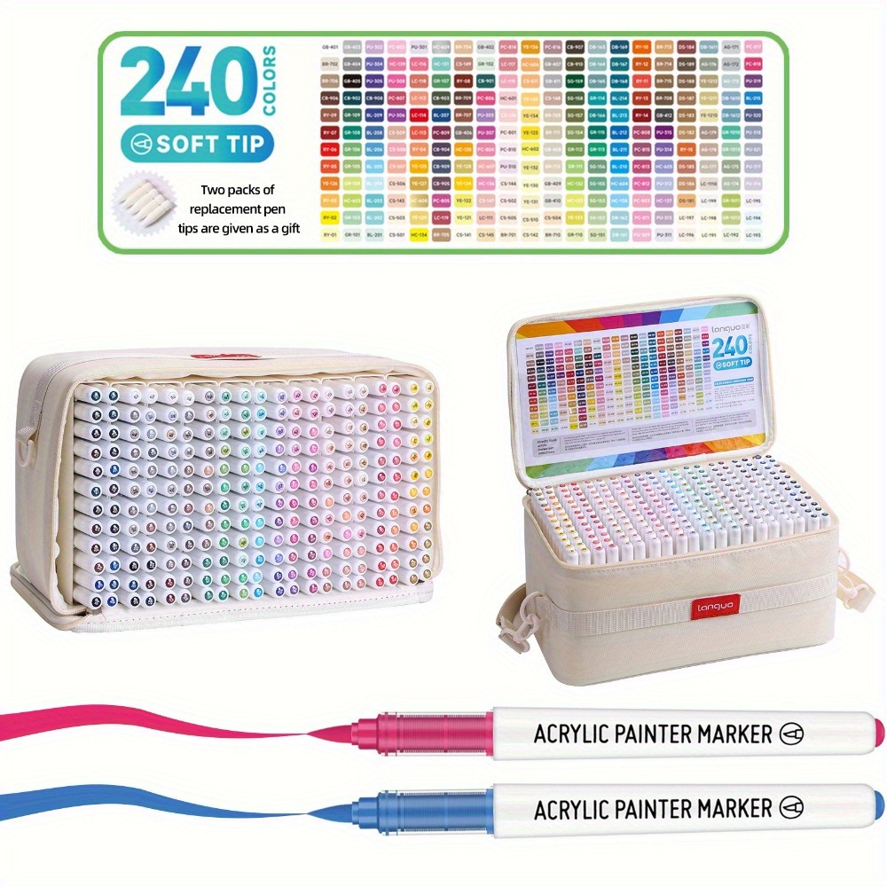 Image of 240 Color Straight Liquid Acrylic Paint Marker Pen | Automatic Ink Control System, Suitable For Stone, Wood, Ceramics, Glass, Rock Art, Craft And Art Supplies, For Back To School