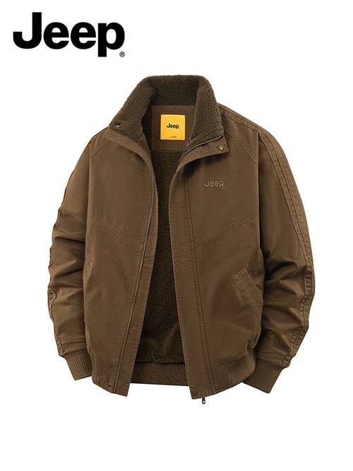 jeep mens casual workwear fleece padded jacket american thickened warm multi pocket workwear design for daily outdoor camping urban strolling durable wind resistant comfortable