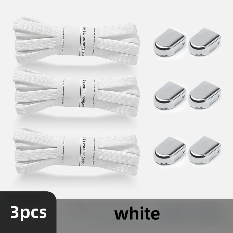 E-shop 3 Paar 8 mm breite Schnürsenkel ohne Binden, einfache Clip-Elastik-Schnürsenkel, strapazierfähiges Spandex-Material, passend für alle Arten von