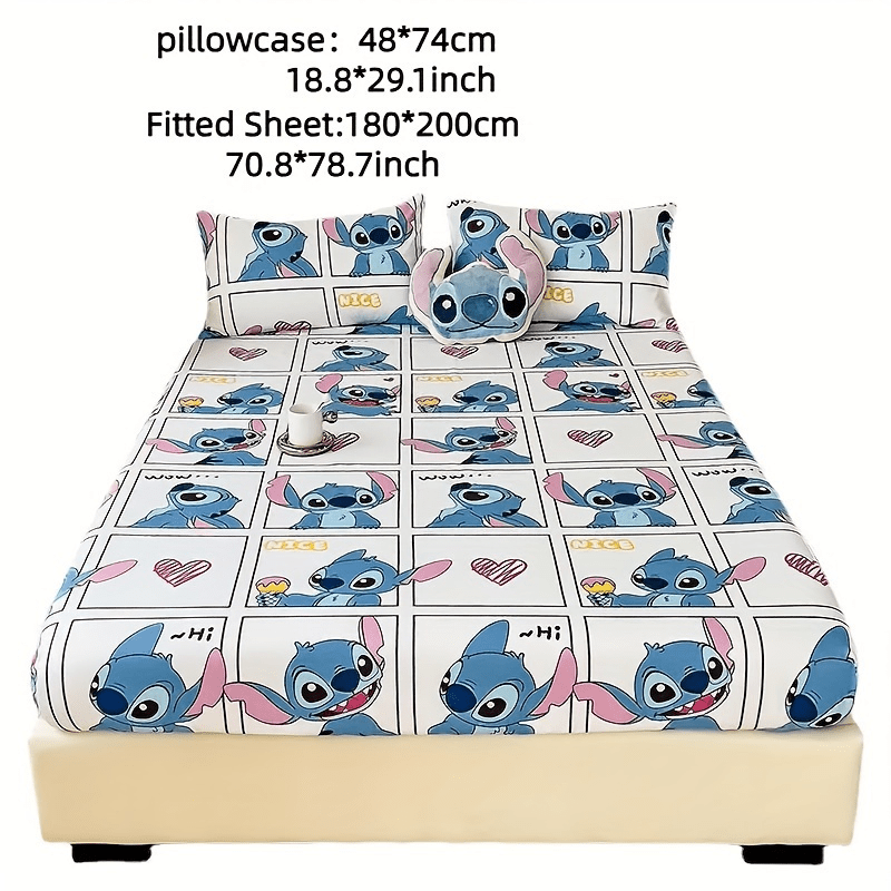     themed 3pcs bedding set soft fitted sheet pillowcases blue plush cushion woven fabric   home office or   decor details 3