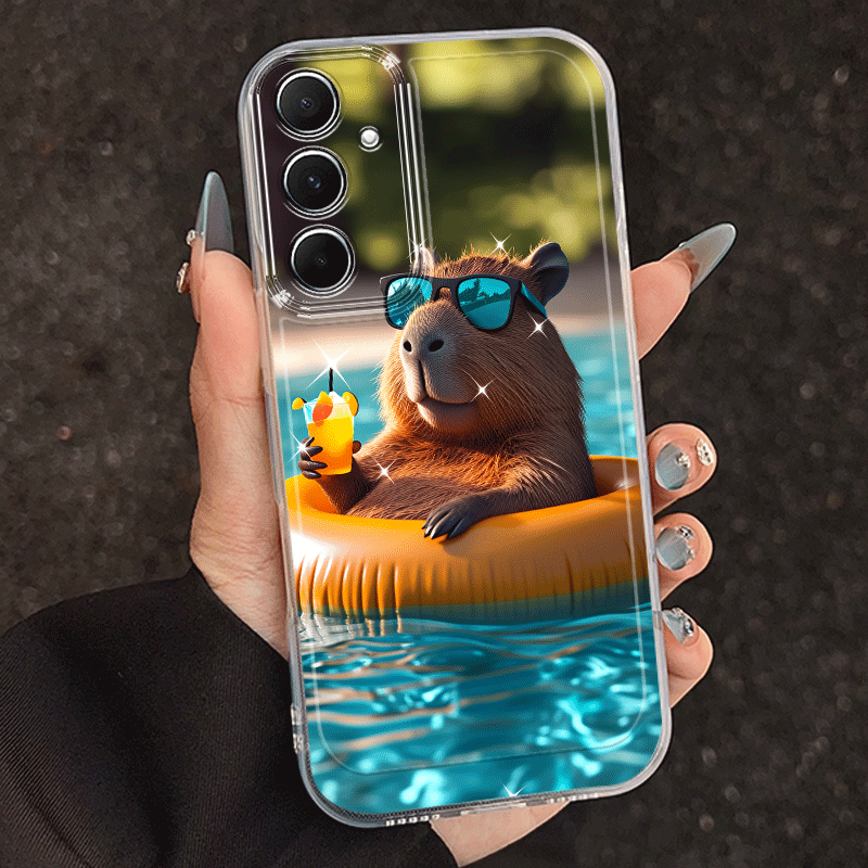 Etui za telefon - Etui za telefon s potiskom kapibare v očalah za zabavo ob bazenu, primeren za Samsung Galaxy A02 A03S A04 A05S A06 A13 A14 A15