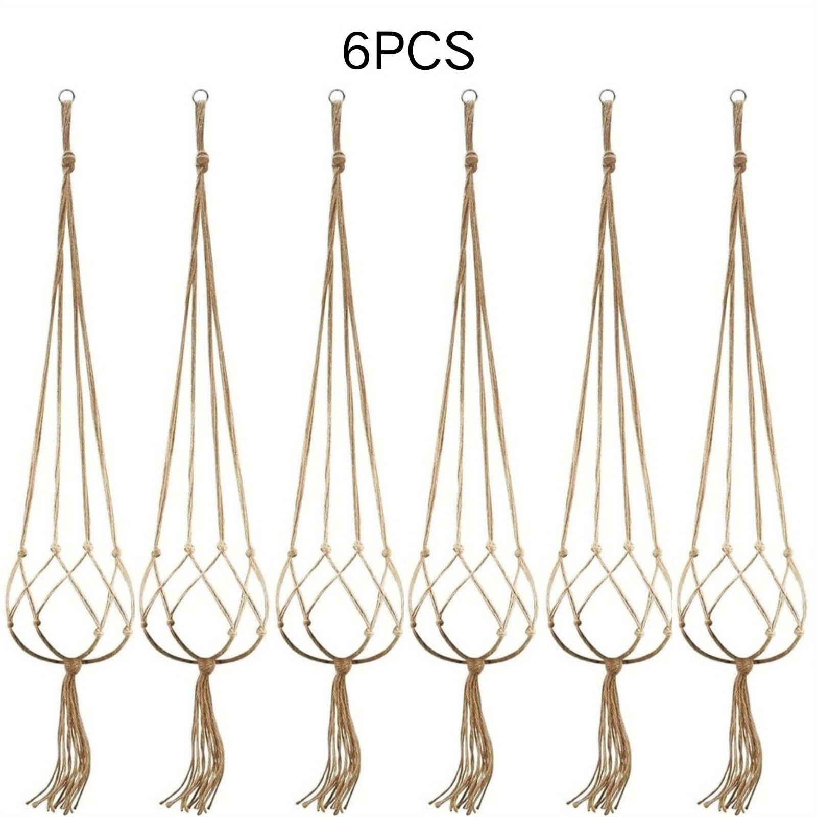 2/4/6 Pack 90cm Plant Hanger Basket Liners Included With Country Jute, Elegant For Home Garden, Patio And Office, Indoor & Outdoor Decoration, Only Hanger, No Plant Or Pot