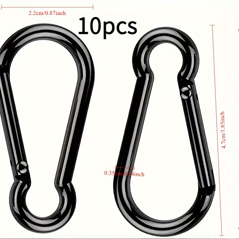 10pcs Set Of Black Aluminum Alloy Spring Hooks - Multi-functional Quick Release, Suitable For Chairs, Sandbags, Swings, Etc
