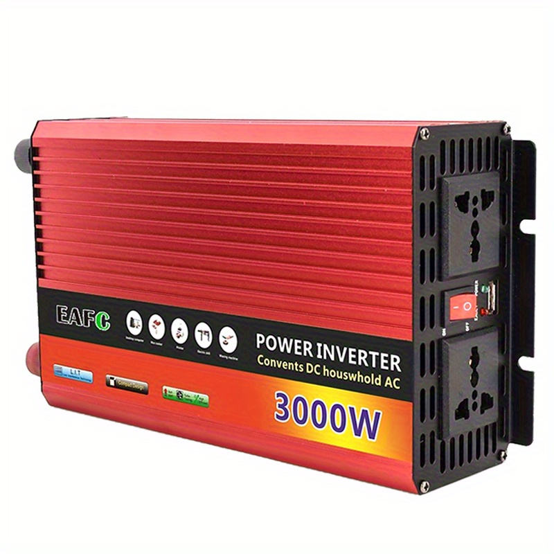   3000w portable power inverter 12v   to 110v ac fast charging for phones ipads laptops compact lightweight design for cars trucks boats rvs durable metal construction no battery needed vehicle charging station rv charging station sleek metallic     construction without battery