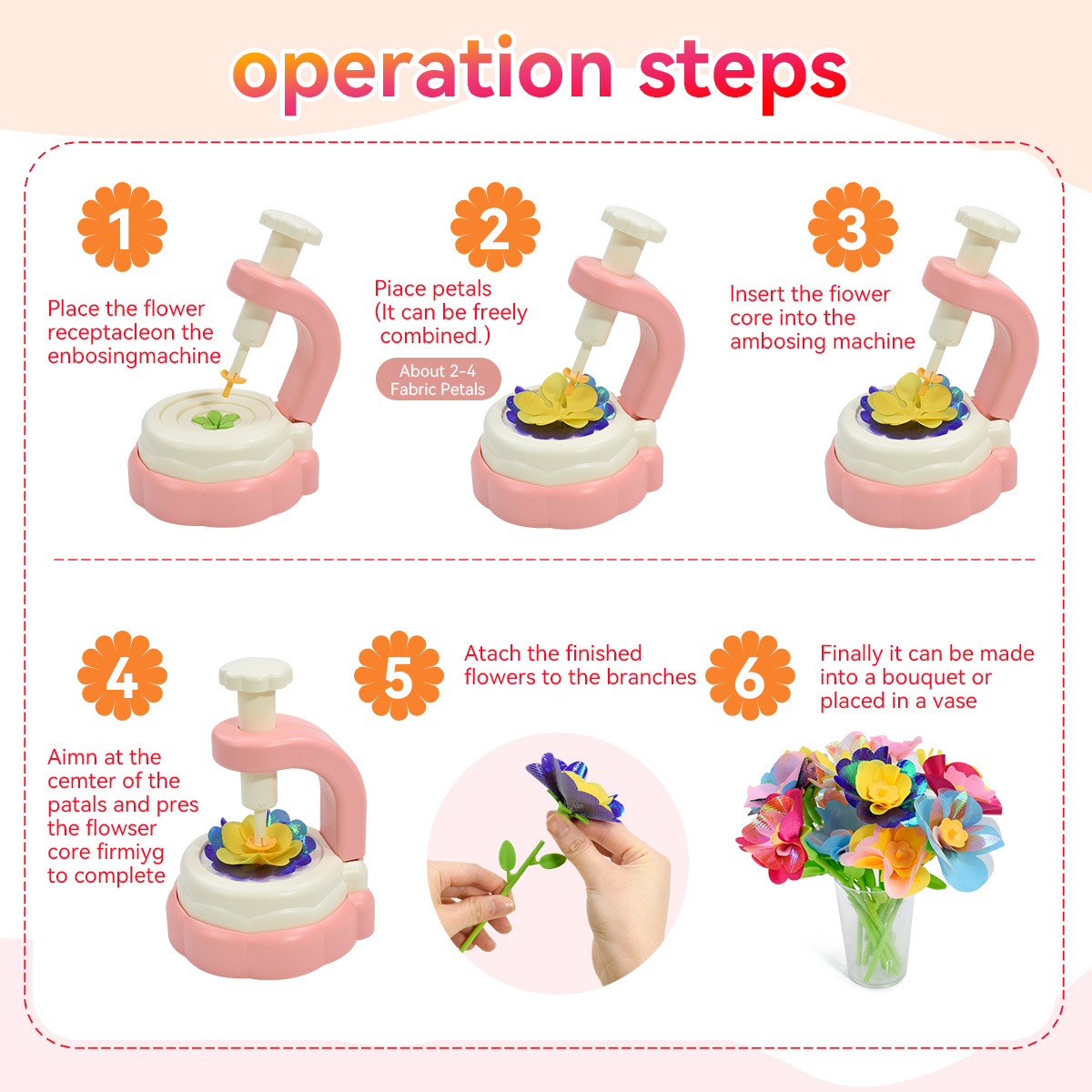 Fabric Flower Bouquet Craft Kit for Kids Ages 3-8 | DIY STEM Gardening Kids Toys with Non-Toxic Flowers & Arrangement Tray | Fine Motor Skills Activity, Educational Birthday Gift for Girls Boys