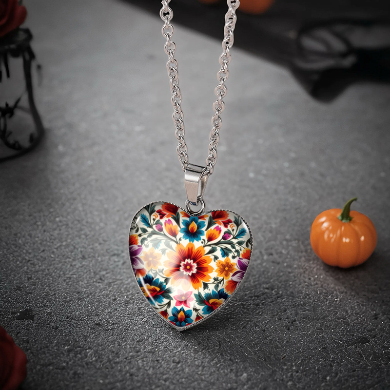 TEMU 1pc Heart-shaped Glass Pendant Handmade Men's Jewelry