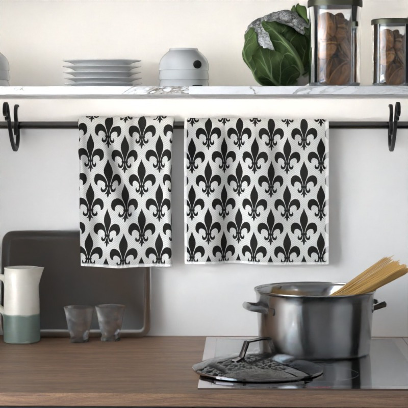 

2pcs Elegant French-inspired Floral Kitchen & Bathroom Towels - Polyester, Machine Washable, Decorative Design, Home , 18x26 Inches