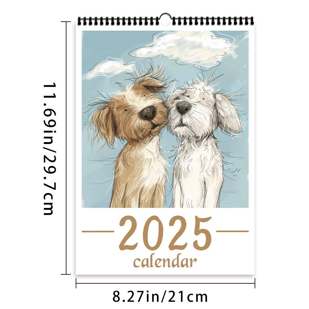 

1pc Tlenpo Cute Puppy Calendar, A4 Doodle Dog Monthly Hanging Planner, 12-month Humor Pet Theme, Ideal For Dog Lovers, With Gift For Use