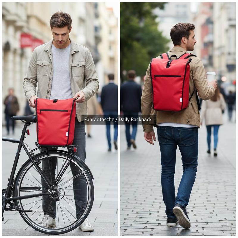 This Bicycle Bag, Measuring 34 X 16 X 59 Cm, Is Suitable For Commuting, , And Touring. Made Of Durable Polyester Fabric, Lightweight And Compact, And Protects From The Weather
