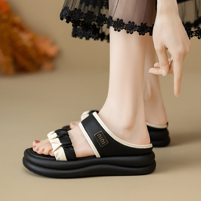 womens thick soled heel flip flops korean style slip Temu Norway