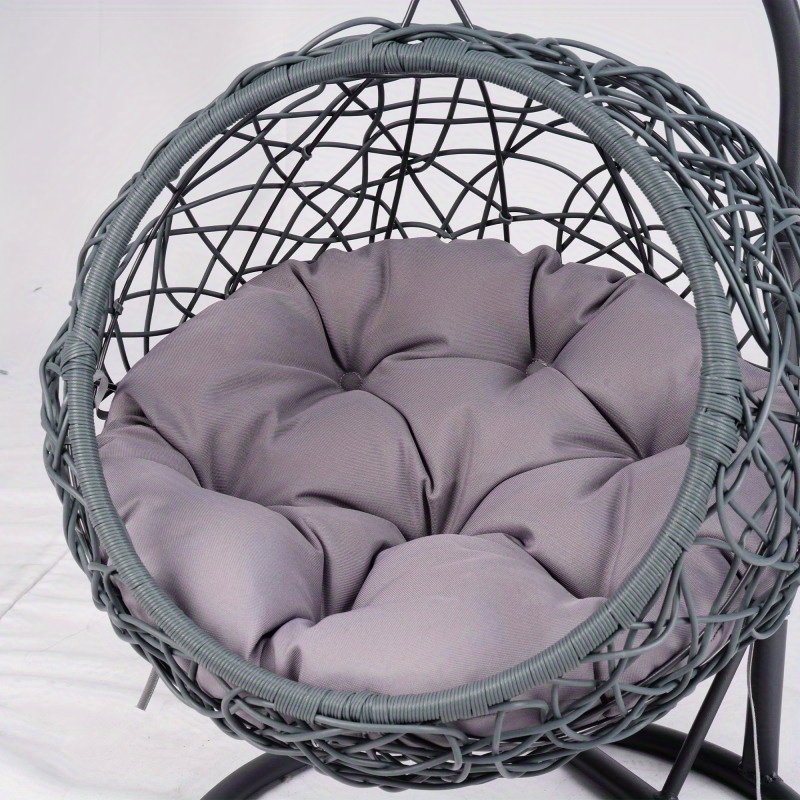 rattan wicker style cat swing bed with stand cushion indoor outdoor hanging egg chair for cats small dogs pets sturdy metal frame machine washable   design easy assembly black details 4