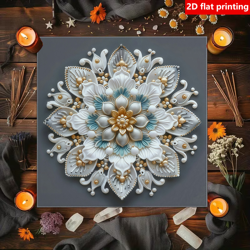 TEMU 2D Flachdruck, . Elegante Symmetrische Farbverlauf Blumen Mandala Karten Tischdecke, Kartenmatte, Möbel Schutz Tischbezug, Couchtischbezug, für