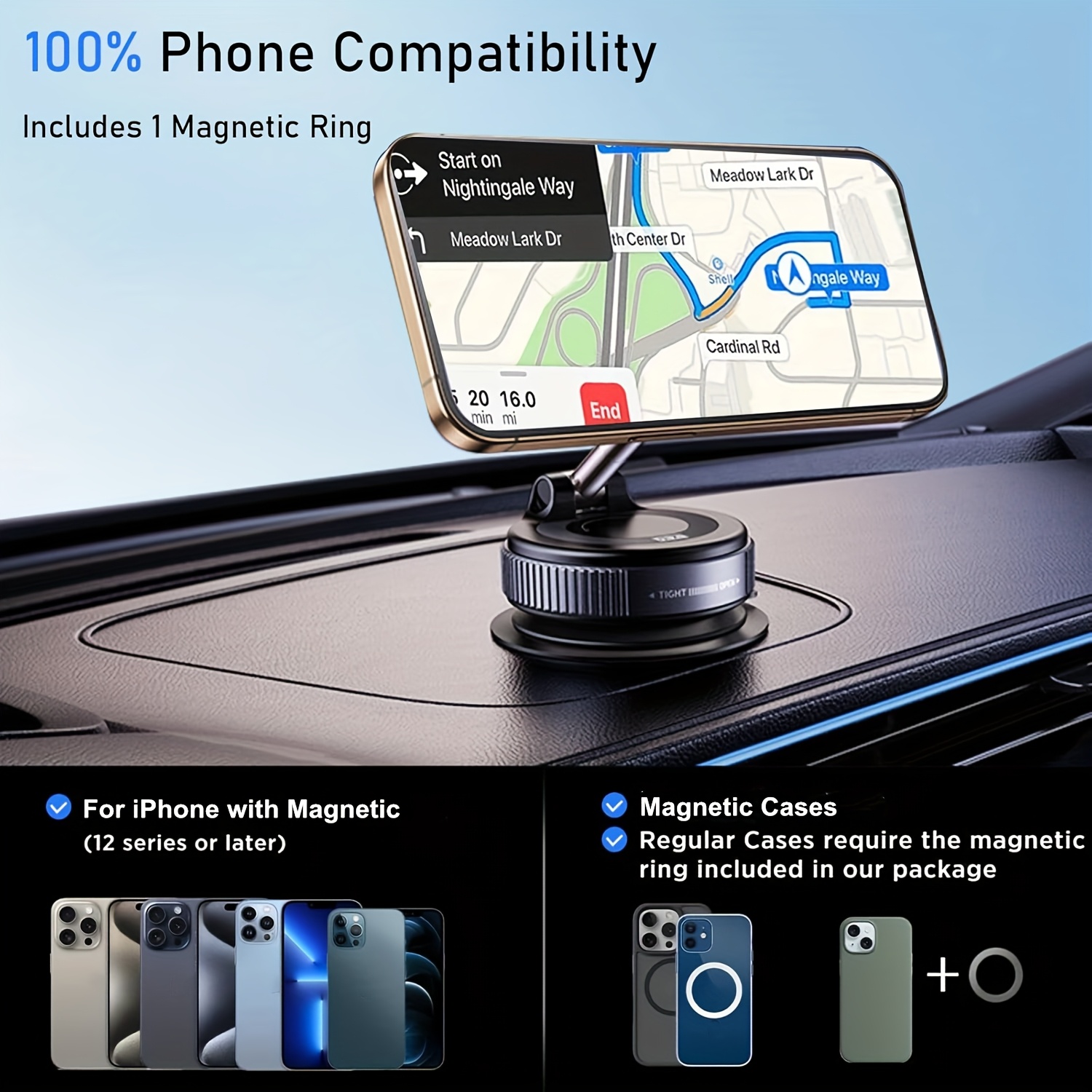 Practical A 360° Adjustable Magnetic Phone Holder, Suitable for Use on Car Dashboards, Compatible with Iphone 16/15/14/12 Series, Portable Foldable Car Phone Stand 13 A 360° Adjustable Magnetic Phone Holder, Suitable for Use on Car Dashboards, Compatible with Iphone 16/15/14/12 Series, Portable Foldable Car Phone Stand