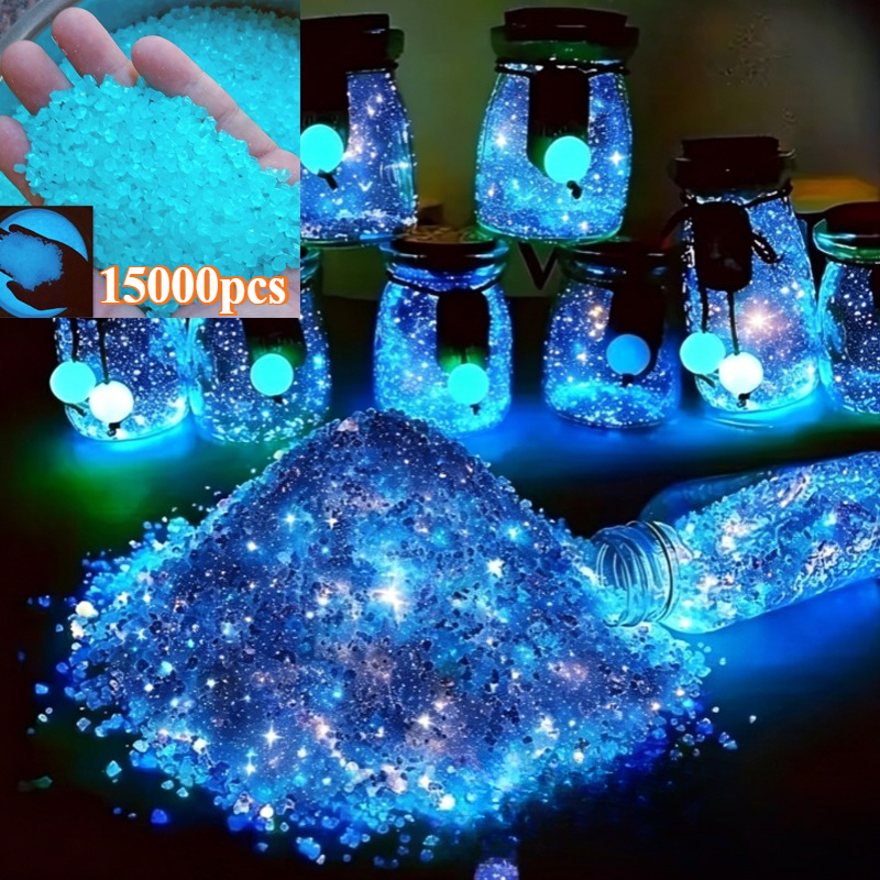 TEMU New 15000pcs Luminous Stone Horticultural Water Scenery Fluorescent Stone Vase, Mini Luminous Resin Stone, Used For Resin Luminous Stone, Garden