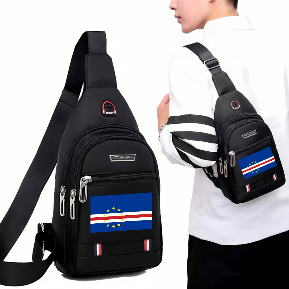 TEMU Men's Chest Bag Featuring Verde Flag - Adjustable Strap, Spacious Crossbody Pack With Zipper Closure, Black Sports And Travel Bag