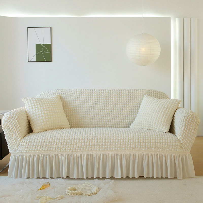 1pc 1/2/3/4 Seater Seersucker Full Coverage Elastic Armrest Sofa Cover