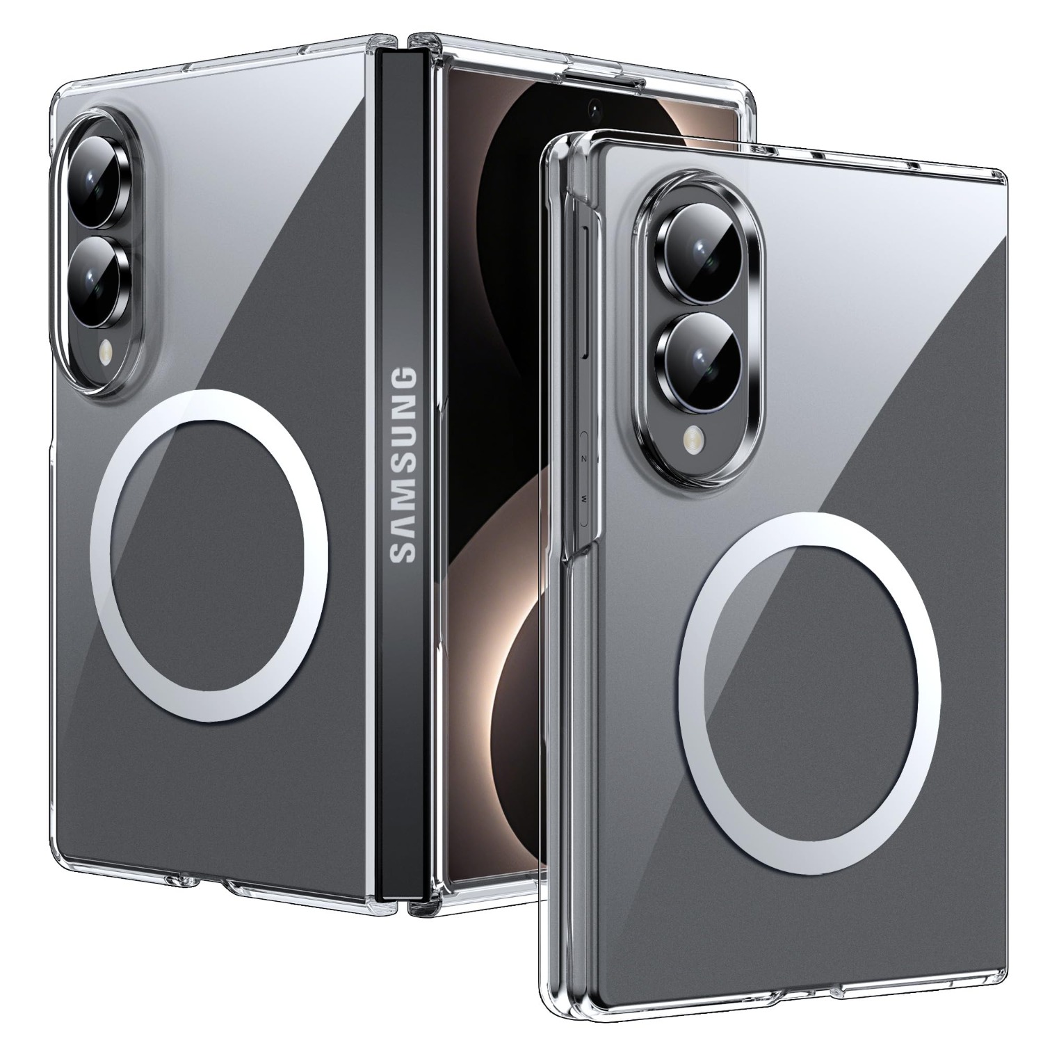 Phone Case: Magnetic Case for Samsung Z Fold8 Phone Case Transparent Case with Rope Holes - Magnetic Clear Slim, Anti-Scratch Ultralight Non-Slip Back for Galaxy Z Fold 8 Case Transparent