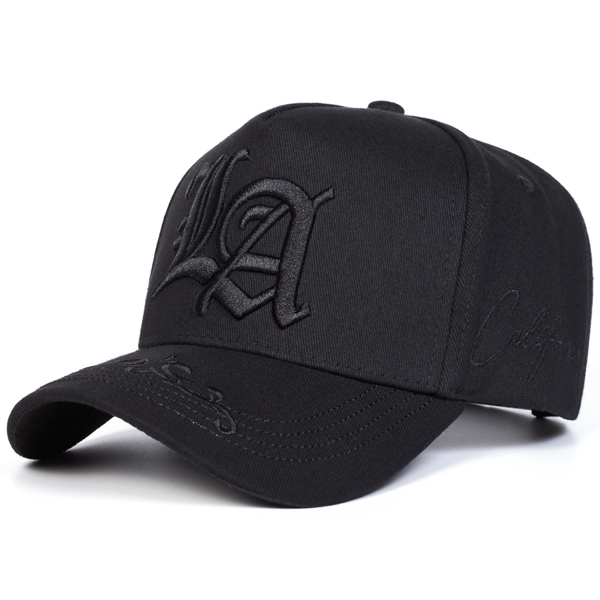 TEMU 1 Men's Gothic La Embroidered Baseball Cap, Fashionable Five-panel Hat, Outdoor Adjustable Casual Cap, Suitable For Spring And Autumn , Travel,