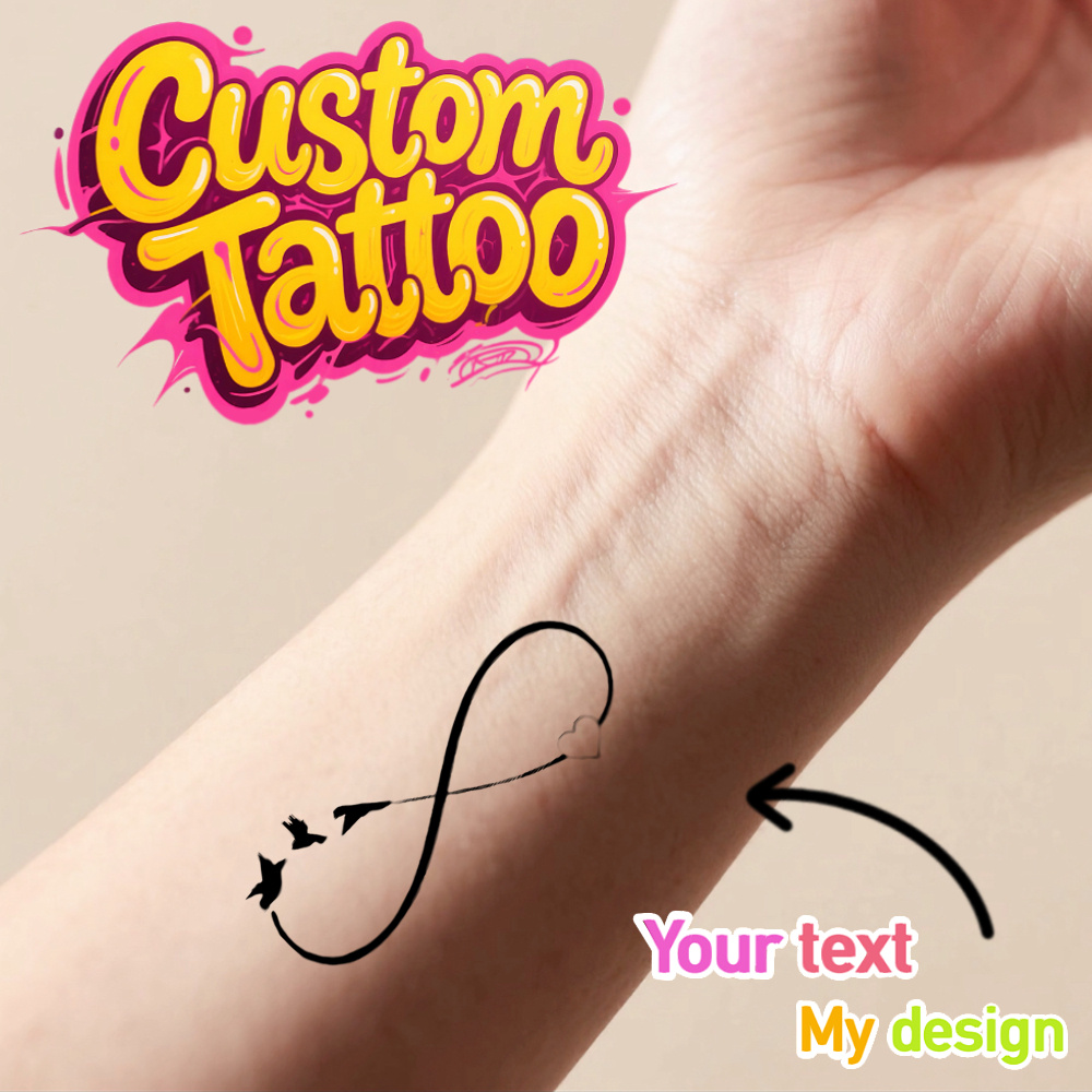 personalized tattoo body stickers custom infinity symbol birds wedding band tattoo permanent like body decoration easy application temporary tattoo for arm wrist ankle birthday anniversary couples gifts custom text option tattoo design sticker tattoo stickers arm decoration   beige 0
