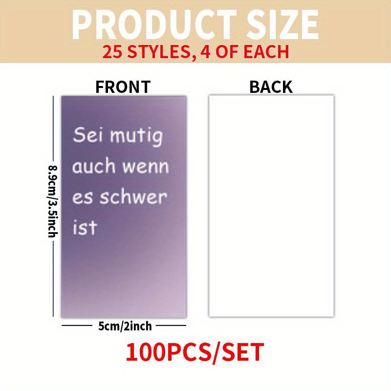 E-shop 100 Karten Set - Deutsche Aquarell Inspirierende Zitat Karten für Freunde, Familie, Schulanfang, Muttertag, Vatertag, Geburtstagsgeschenke