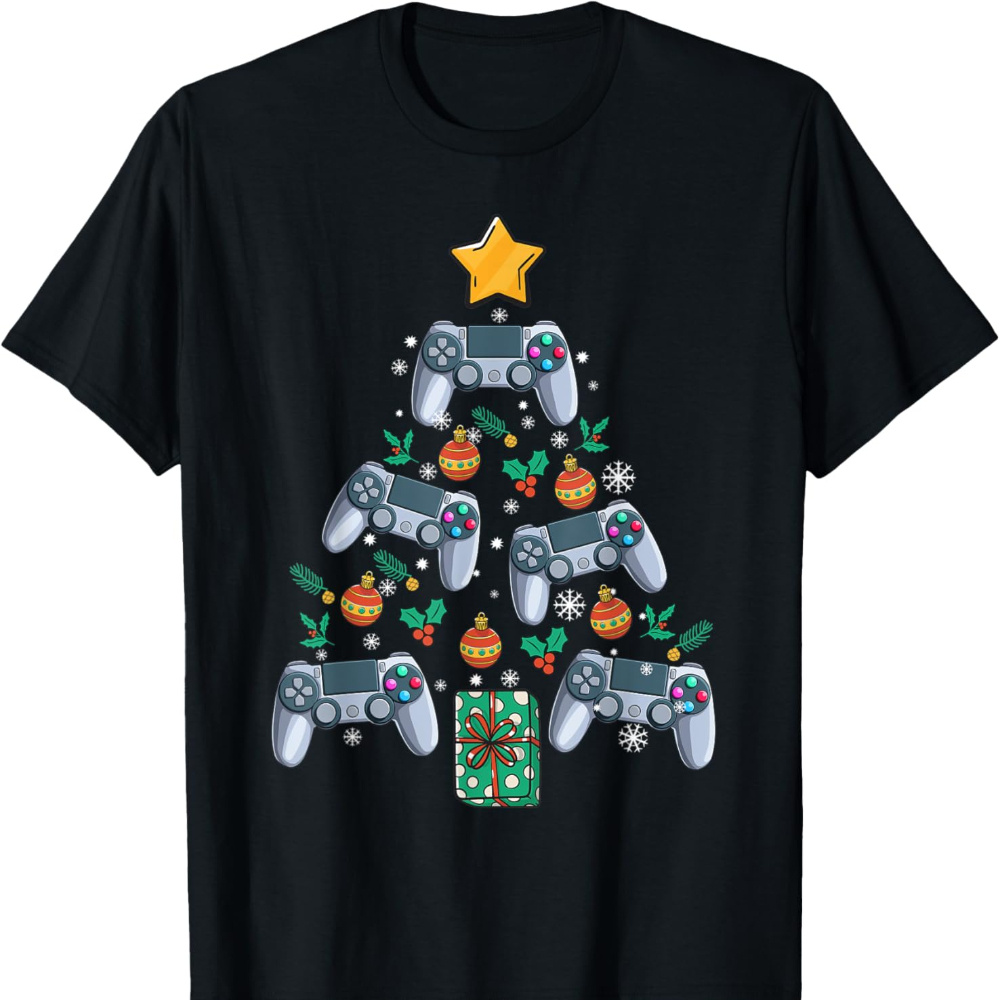 

Video Controller Christmas Tree Funny Gift T-shirt Youth, Soft Fabric, Breathable, Comfortable Short Sleeve Tees Birthday Gift To Teens