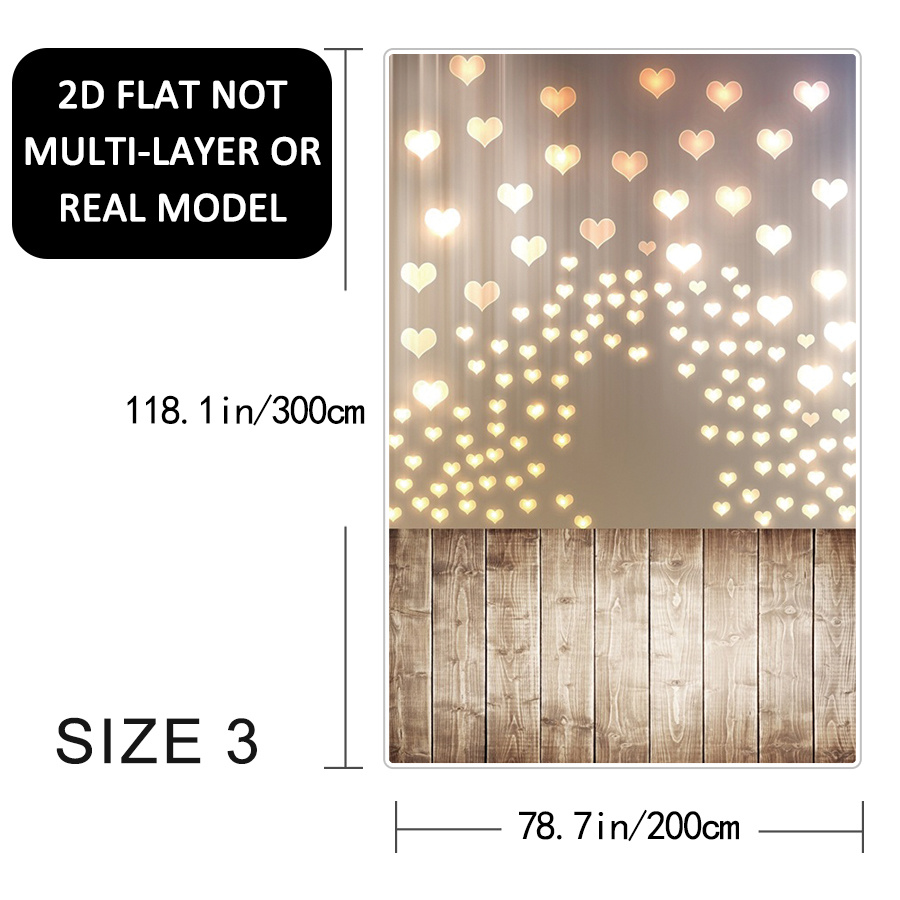 Romantic Heart Light Bokeh Wood Photography Backdrop