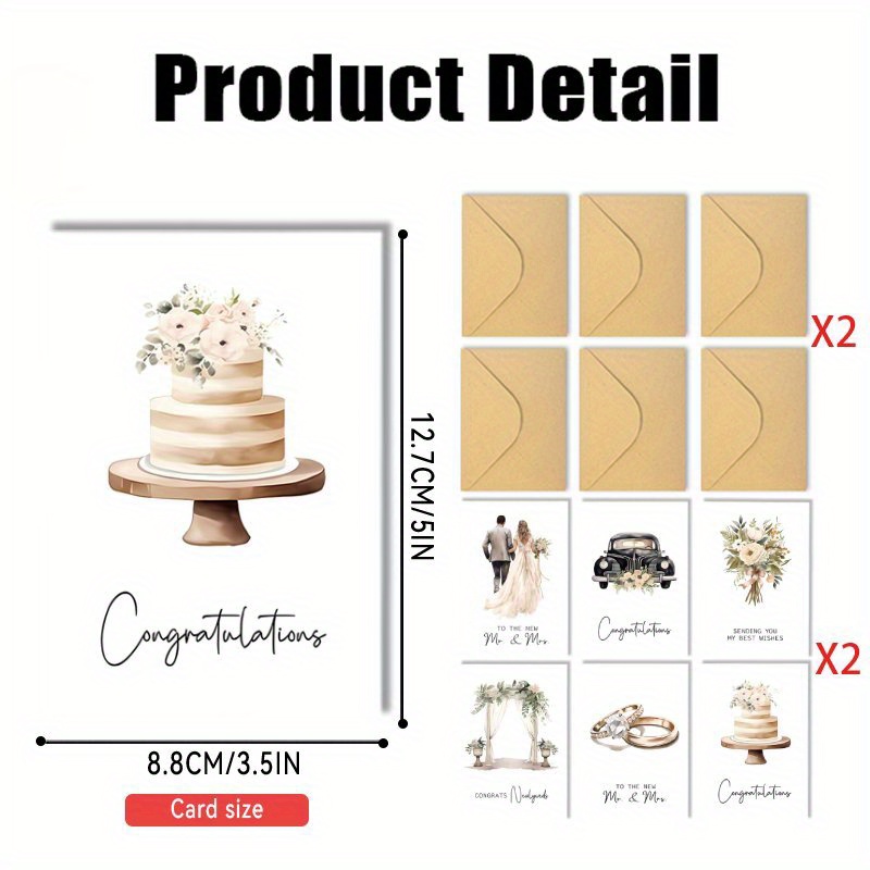 E-shop 24 Stück Einfache und Lustige Aquarell-Illustrationen mit Umschlägen, Hochzeitsgeschenkkarten für Braut, Verlobungskarten, Glückwunschkarten für