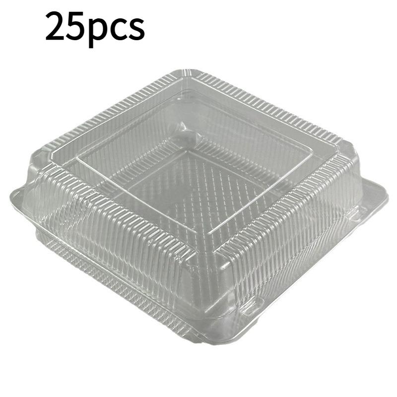 Image of 25/50pcs, Disposable Plastic Cake Boxes, 8-inch Baking Pastry Packaging, Suitable For Commercial And Home Use With Lid For Sealing And Freshness