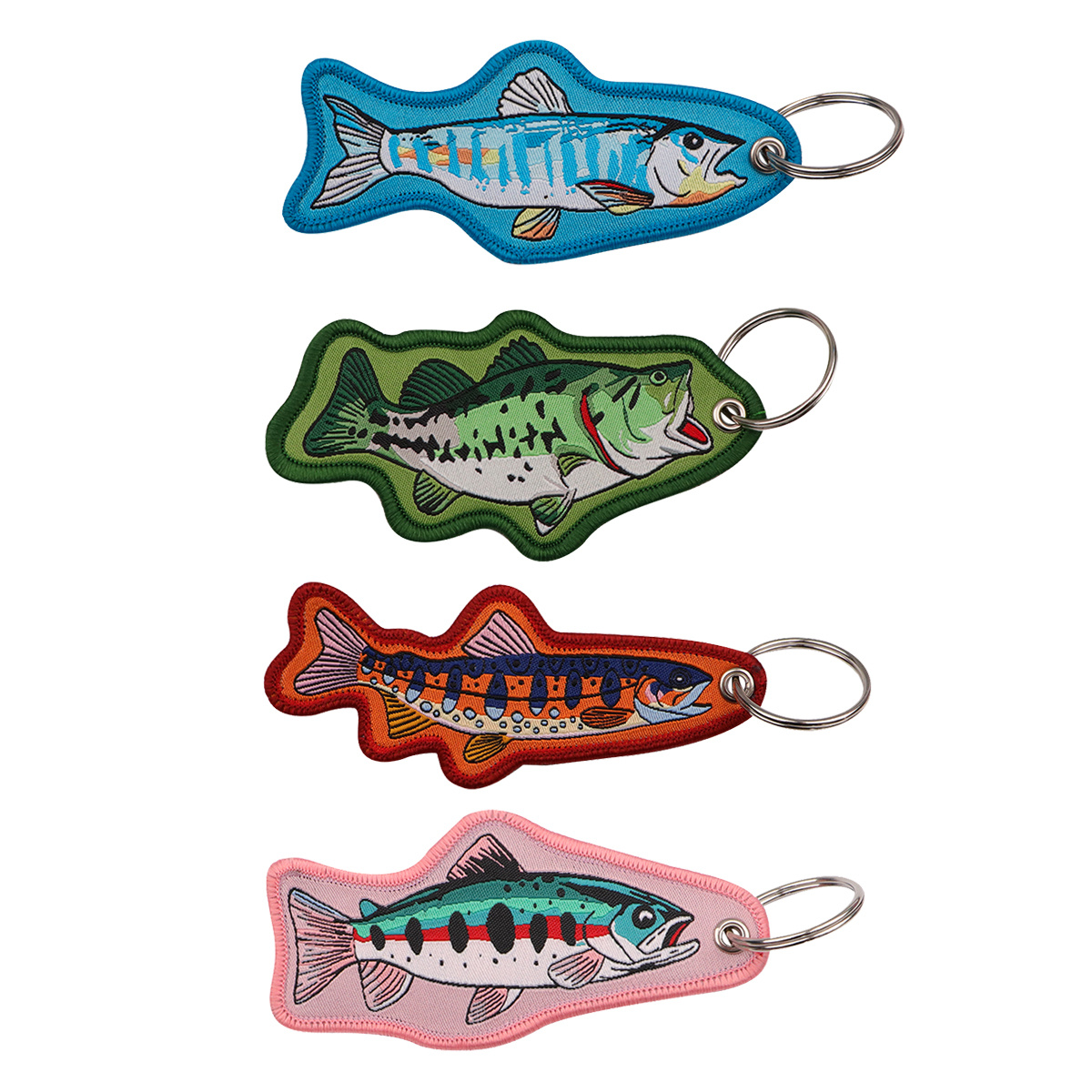 E-shop 4 Stück Fisch Bestickte Niedliche Auto Schlüsselanhänger für Männer Schlüsselring Cartoon Schlüsselanhänger für Frauen Männer Mode Accessoires