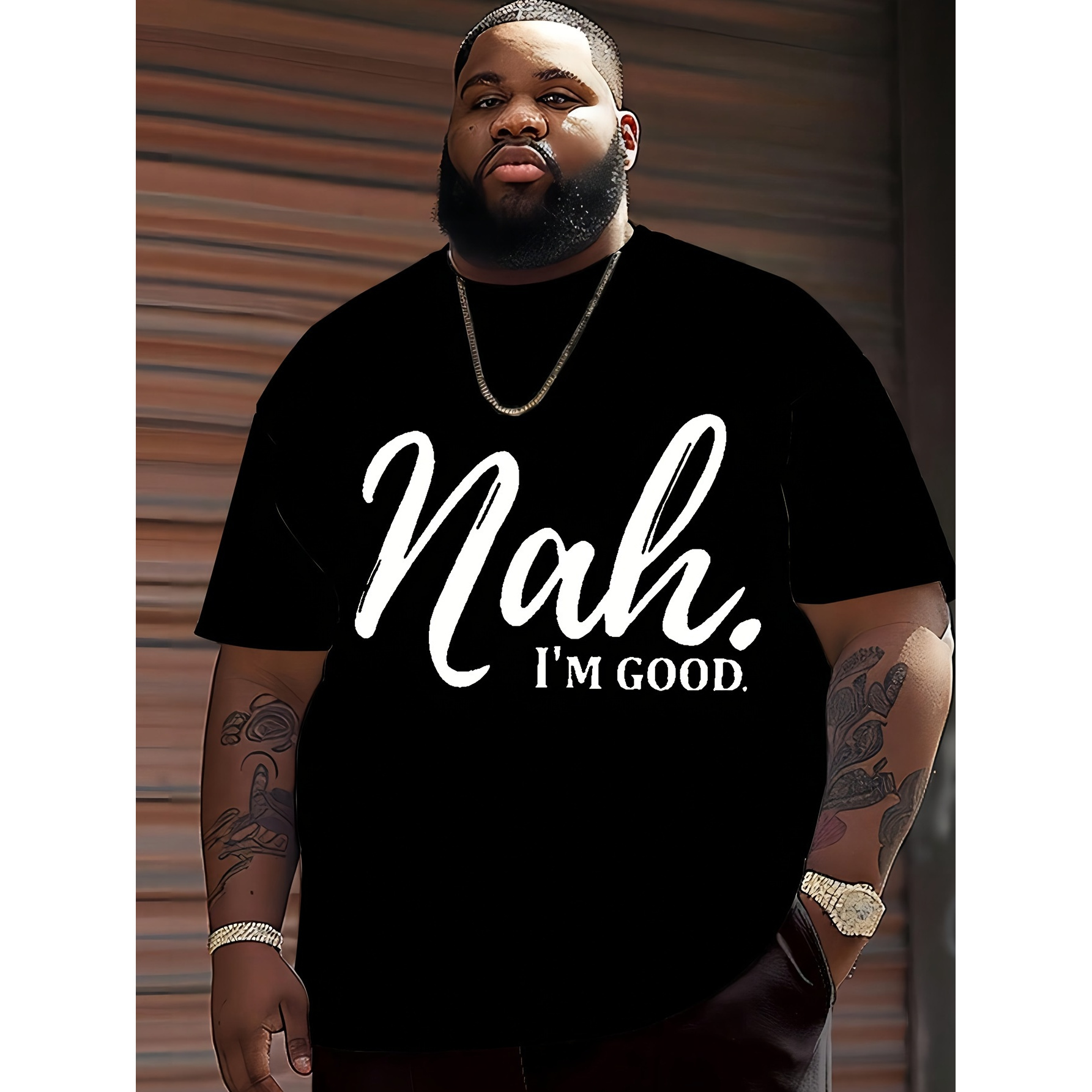 

Men' Cotton T-shirt - Crew Neck, Short Sleeve, Breathable & Soft Casual Tee With Fashion Print, Machine Washable - Plus Size