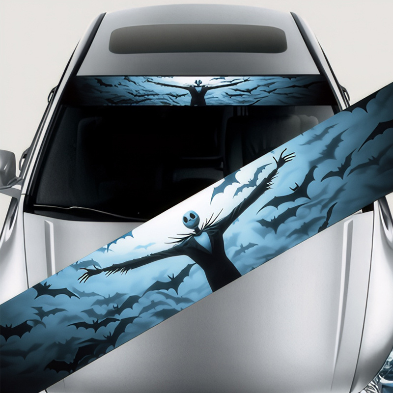 TEMU 1pc Car Decal Reflective Car Front Windshield Sticker, Before Christmas Theme, And Stylish Sticker, Suitable For Easter April Fools' Day Halloween Decoration