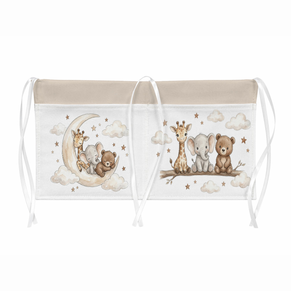 TEMU 1pc Cute Celestial Bedside Organizer Hanging Bag Animal Moon Cloud Pastel Multi Functional Storage Bag, Pure Double Compartment Milk Bottle Toy