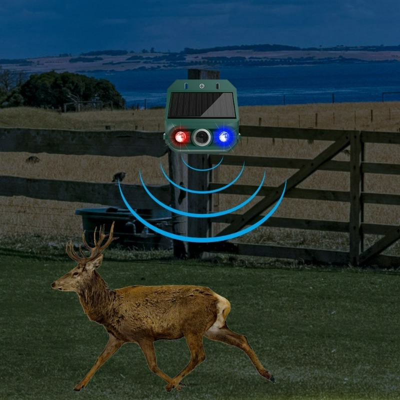 This Solar-powered Bird Deterrent Features 2 Flashing Red And Blue Leds Designed To Animals Such As Wolves, , And Foxes. Suitable For Use In Outdoor Such As Gardens, Yards, Farms, And Chicken Coops