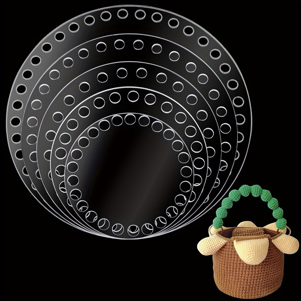 TEMU 2d Flat - 5pcs Super Elastic Acrylic Weaving Boards, 5 Sizes, Transparent Flat Circular Basket Bottoms, Wallet Making Supplies, Bag Bottoms,