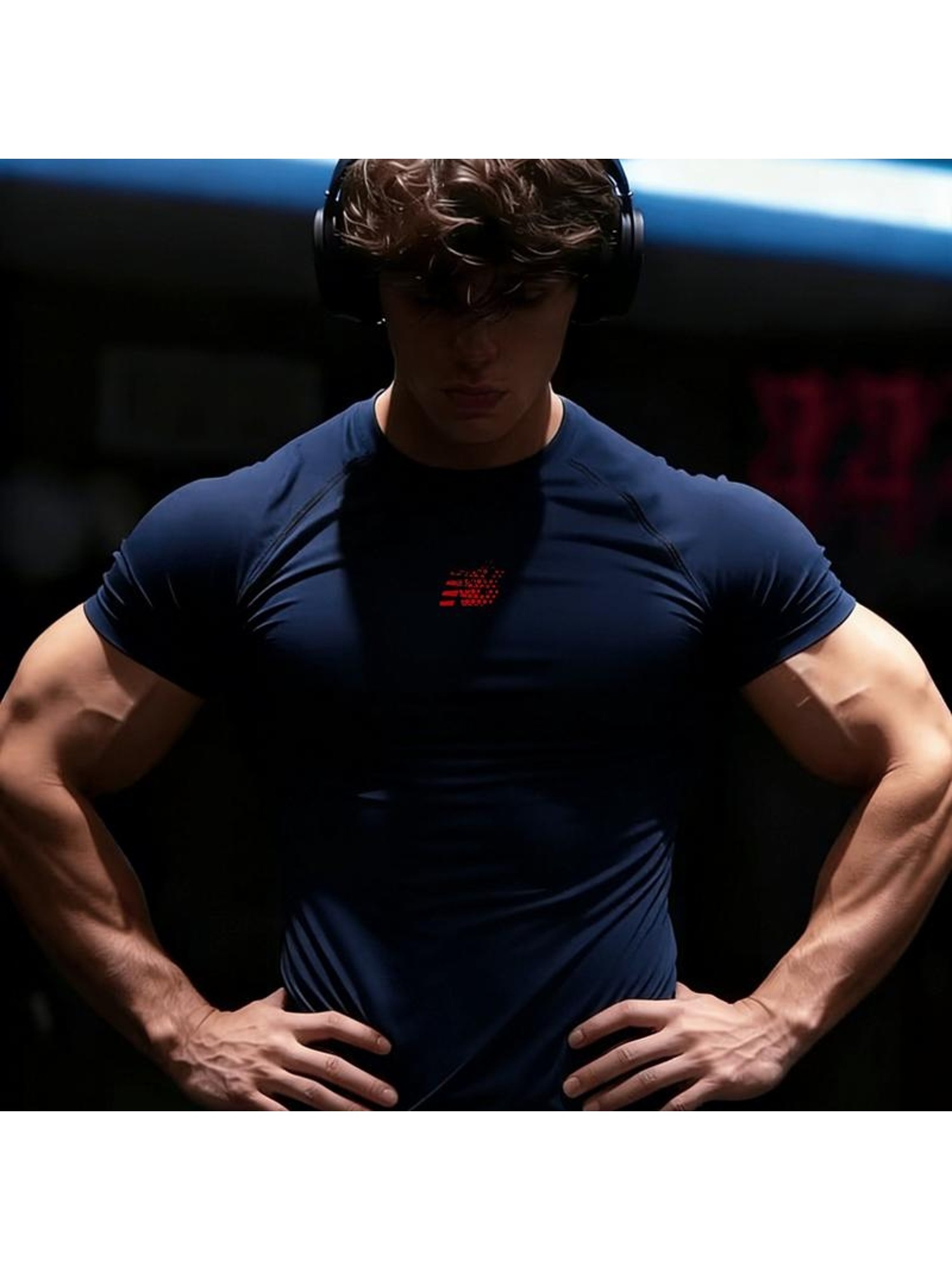 품목 사진 남성용 핏감 좋은 애슬레틱 반팔 셔츠,  , 폴리에스터 원단, 다양한 사이즈, 헬스장 및 캐주얼 스포츠용으로 이상적, 형/절친을 위한 완벽한 선물, 근육 강조 디자인