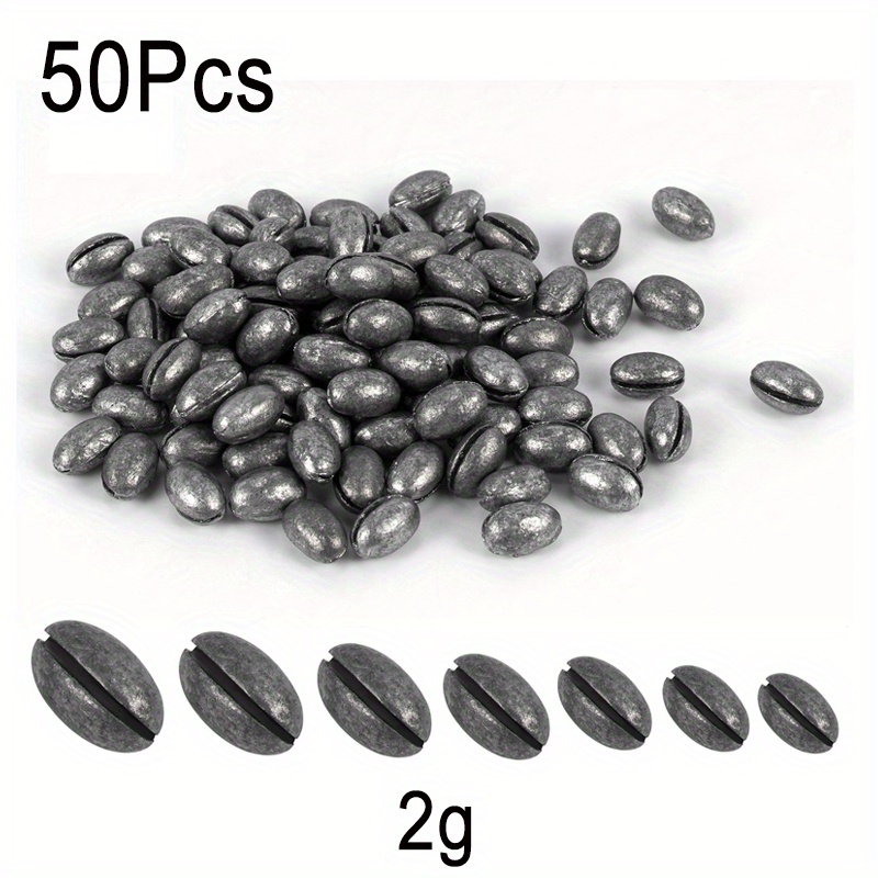 50pcs Lead Fishing Weights And Sinkers, Oval Split Shot, Suitable For Fishing Lines And Tackle, Ideal For Freshwater And Saltwater Fishing