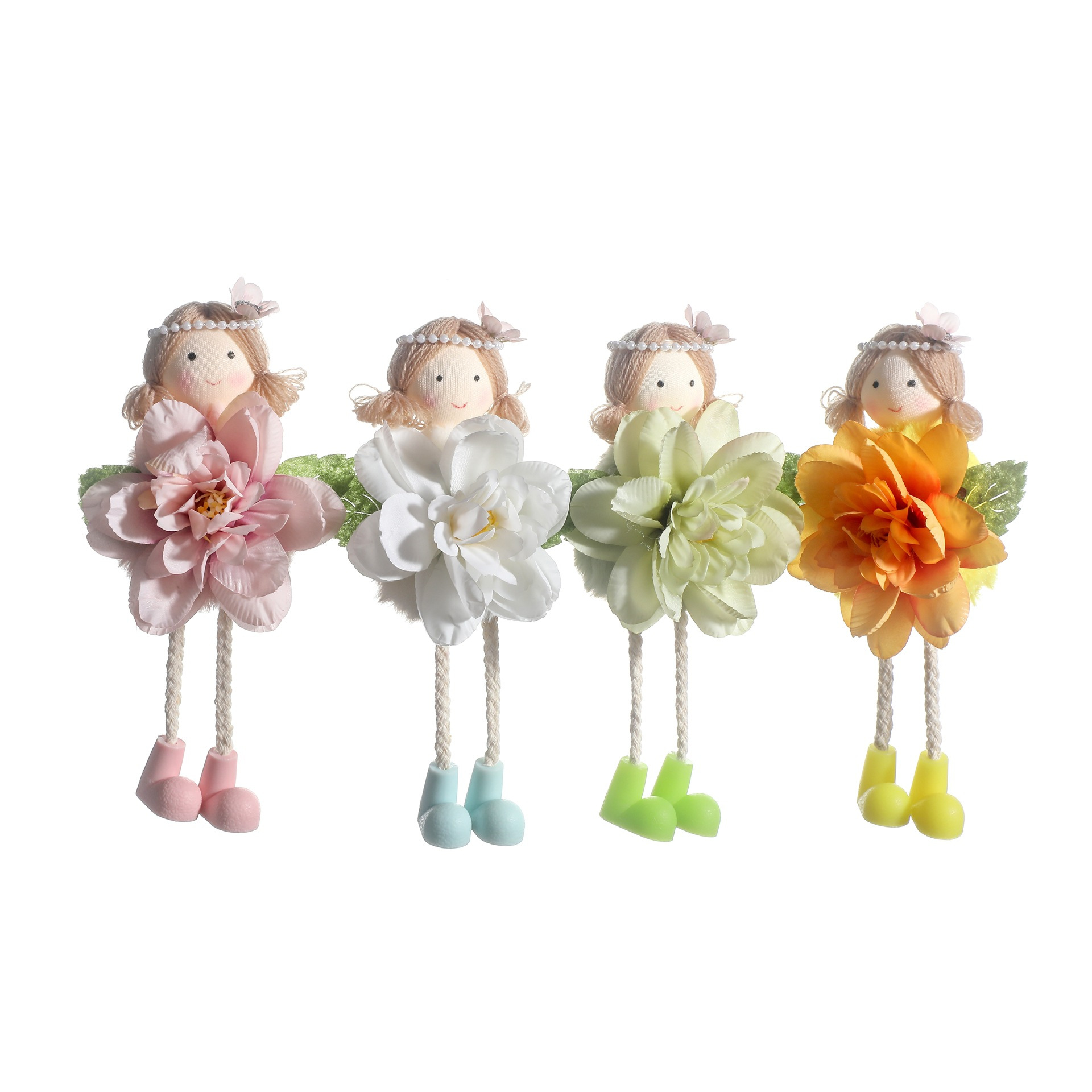 4pcs Spring Long Legs Flower Fairy Elf Hanging Ornaments Spring Easter Party Supplies Kids Birthday Gift