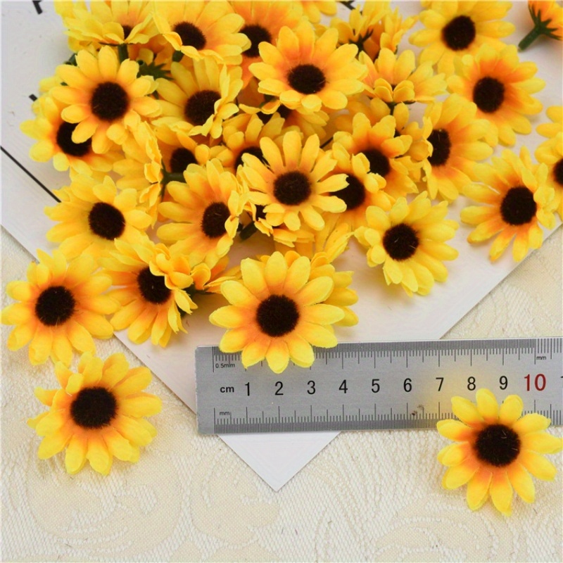 50pcs Of Artificial Sunflower Heads, Flowers, Floral Balls For Arrangements, Headpieces With Sunflowers