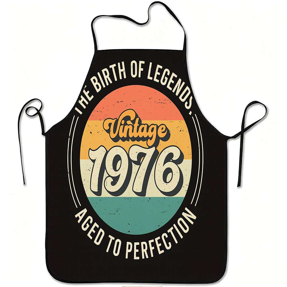 E-shop 1 Stück Vintage 1976 Die Geburt der Schürze - Gealtert zur Perfektion Design, Verstellbarer Bund, Langlebiges & Leicht zu Reinigendes Polyester