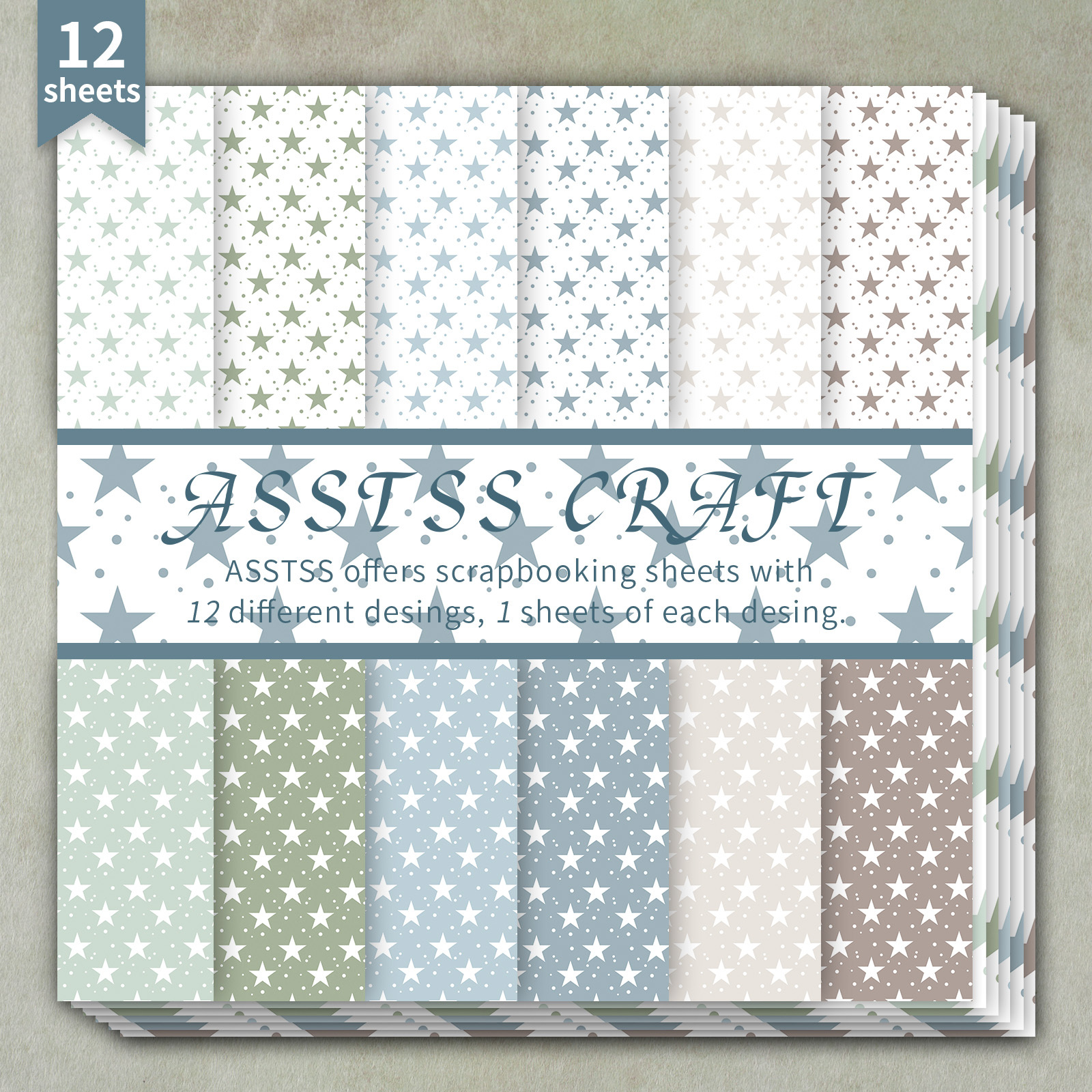 TEMU Bloc de papier épais pour scrapbooking ASSTSS de 12 feuilles, convient pour le journaling, le collage , de vœux et les loisirs créatifs -