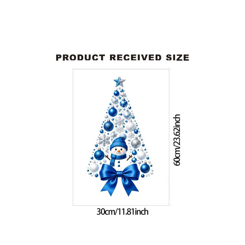 TEMU 1pc 2d Flat Creative Decorative Sticker, Christmas Wall Decal, Pvc Wall Sticker, Blue Christmas Tree Snowman Winter Sphere Decorative Wall