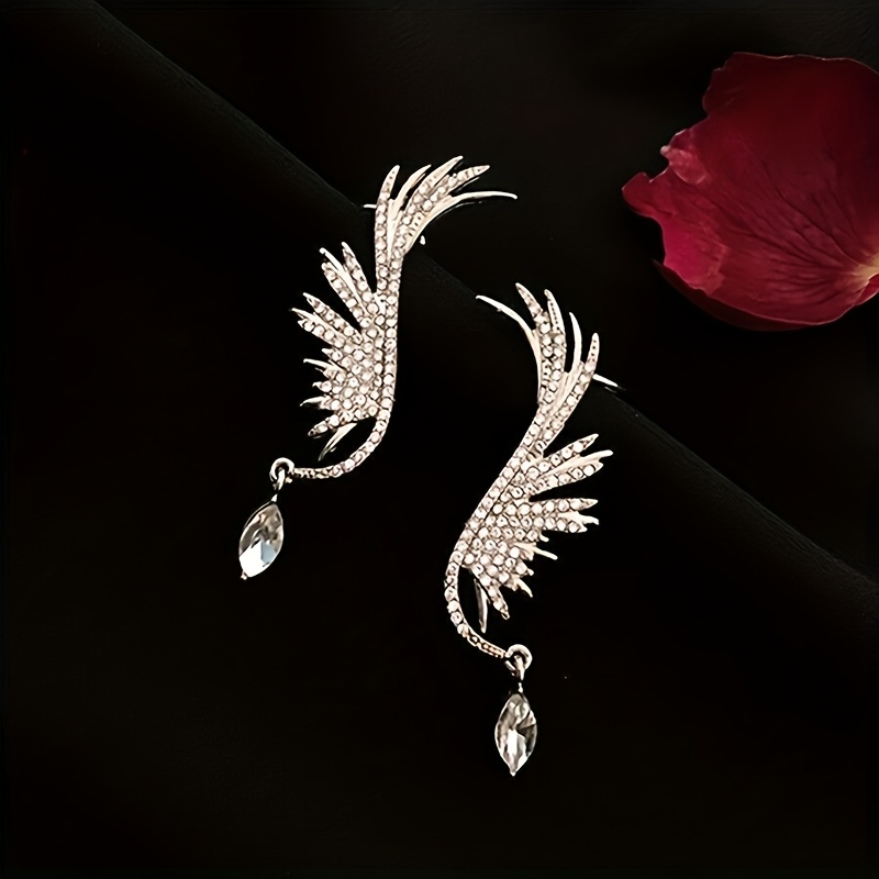 Synthetic Zirconia Phoenix Wing Earrings, Elegant Gift